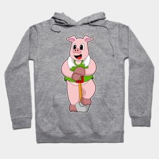 Pig as Farmer with Shovel Hoodie